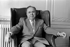 Bond Film Feature: Harry Saltzman, co-producer of the Bond films, in his London Office Bond Film Feature: Harry Saltzman, co-producer of the Bond films, in his London Office