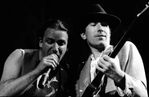 Bono and The Edge onstage during U2's concert in Cork Bono and The Edge onstage during U2's concert in Cork