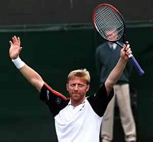 Images Dated 22nd June 1999: Boris Becker celebrates his victory over Miles Maclagan in his first round mens singles