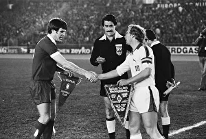 Borussia Munchengladbach 2 v Liverpool 1. Liverpool captain Emlyn Hughes shakes Borussia Munchengladbach 2 v Liverpool 1. Liverpool captain Emlyn Hughes shakes