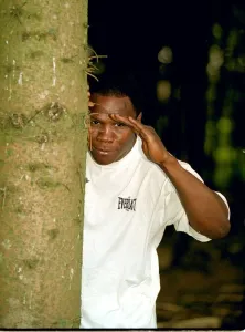 Boxer Chris Eubank July 1998 Out training before his title fight with Carl Boxer Chris Eubank July 1998 Out training before his title fight with Carl