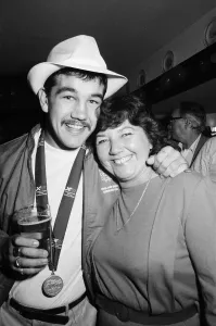 Boxer, Jimmy Moran celebrates his Commonwealth Games gold medal with friends at the Bell Boxer, Jimmy Moran celebrates his Commonwealth Games gold medal with friends at the Bell