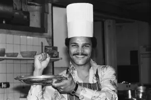 Boxer John Conteh with a chef's hat on. 28th September 1977 Boxer John Conteh with a chef's hat on. 28th September 1977