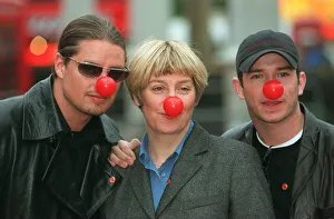 Boyzone's Keith and Steve with Victoria Wood in London to day for the launch of comic Boyzone's Keith and Steve with Victoria Wood in London to day for the launch of comic