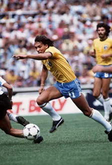 Brazil World Cup 1982 football Argentina v Brazil Eder stides forward for Brazil World Cup 1982 football Argentina v Brazil Eder stides forward for