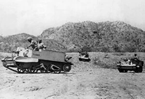 Related Images Collection: Bren gun carriers of a famous Sikh Battalion moving up in Eritrea. Circa April 1941