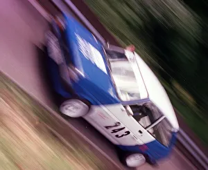 Brian Park races his Ford Fiesta rally car up a hill at Doune Brian Park races his Ford Fiesta rally car up a hill at Doune
