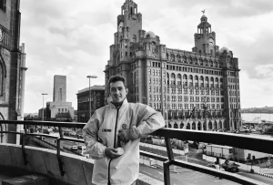 British cyclist Chris Boardman poses in front of the Royal Liver Building in Liverpool British cyclist Chris Boardman poses in front of the Royal Liver Building in Liverpool