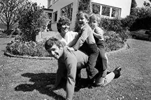 British golfer Tony Jacklin at home with his wife and children May 1975 British golfer Tony Jacklin at home with his wife and children May 1975