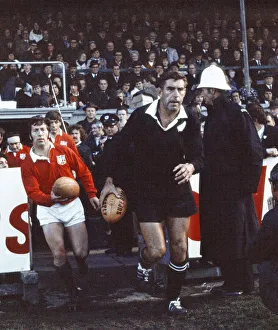 British Lions 9 v. New Zealand 3. John Dawes (l) and Colin Meads lead out their British Lions 9 v. New Zealand 3. John Dawes (l) and Colin Meads lead out their