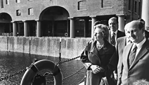British Prime Minister Margaret Thatcher accompanied by Sir Leslie Young British Prime Minister Margaret Thatcher accompanied by Sir Leslie Young
