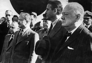 British Prime Minister Winston Churchill stands alongside First Deputy Premier of British Prime Minister Winston Churchill stands alongside First Deputy Premier of