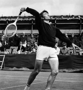 British tennis player Gerald Battrick in action at the Bournemouth Tennis tournament British tennis player Gerald Battrick in action at the Bournemouth Tennis tournament