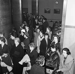 British women apply to be air hostesses with TWA. 21st February 1957 British women apply to be air hostesses with TWA. 21st February 1957
