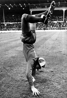 Images Dated 13th March 1982: Bruce Grobbelaar of Liverpool doing hand stand Liverpool V Tottenham League Cup