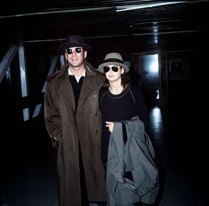 Bruce Willis with wife Demi Moore arriving at London Airport October 1987 Bruce Willis with wife Demi Moore arriving at London Airport October 1987