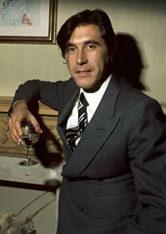 Bryan Ferry Roxy Music Holding glass of wine Pop singer December 1975 Bryan Ferry Roxy Music Holding glass of wine Pop singer December 1975