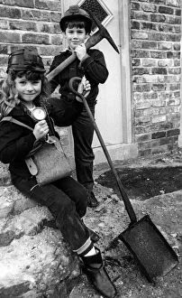 Two budding miners - Kelly Plews, left, and Martin Robinson - pose outside the Tom Two budding miners - Kelly Plews, left, and Martin Robinson - pose outside the Tom