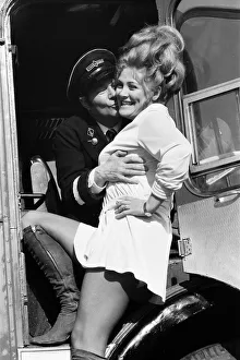 On The Buses, filmset. 10th March 1971. Actor Reg Varney aka Stan Butler the bus On The Buses, filmset. 10th March 1971. Actor Reg Varney aka Stan Butler the bus