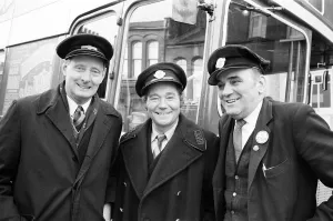 On The Buses, TV series, filming on location in Hornsey, London, 9th December 1971 On The Buses, TV series, filming on location in Hornsey, London, 9th December 1971