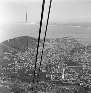 Cape Town seen from the cable car that takes tourists to the summit of Table Mountain Cape Town seen from the cable car that takes tourists to the summit of Table Mountain