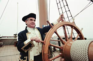 Captain James Cook, aka David Wheeler, appealing for volunteers to help man the Endeavour Captain James Cook, aka David Wheeler, appealing for volunteers to help man the Endeavour