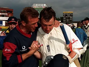 Captin Alec Stewart and Robert Croft July 1998 Congratulated each other after Captin Alec Stewart and Robert Croft July 1998 Congratulated each other after
