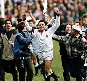 Images Dated 21st March 1995: Will Carling England rugby player celebrates win over Scotland