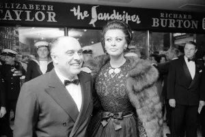 Carlo Ponti and Sophia Loren may 1965 Premiere of Operation Crossbow at Empire Carlo Ponti and Sophia Loren may 1965 Premiere of Operation Crossbow at Empire