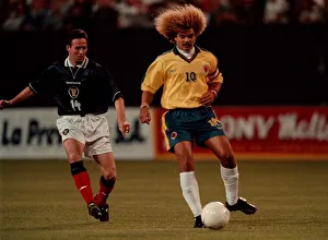 Carlos Valderrama Colombia and Paul Lambert May 1998 Scotland football player curly Carlos Valderrama Colombia and Paul Lambert May 1998 Scotland football player curly