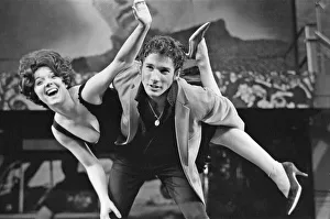 The cast of the American musical Grease rehearsing at the New London theatre off Drury The cast of the American musical Grease rehearsing at the New London theatre off Drury
