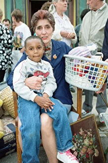 Images Dated 28th June 1991: The cast of EastEnders on set. June Brown as Dot Cotton with a young cast member