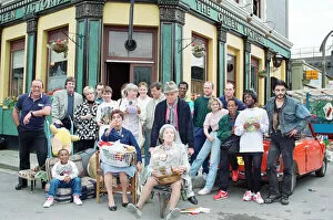 Images Dated 28th June 1991: The cast of EastEnders on set. Picture includes Mike Reid, June Brown, John Altman