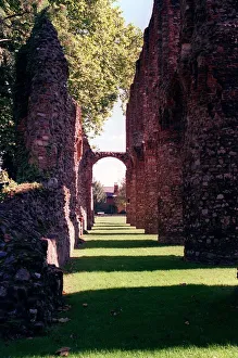 Castle Wall and pillars in Castle Park Colchester Essex Castle Wall and pillars in Castle Park Colchester Essex