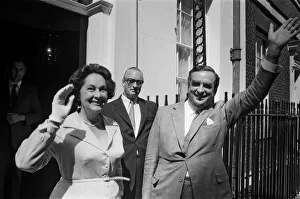Chancellor of the Exchequer Denis Healey leaving Number 11 Downing Street with his wife Chancellor of the Exchequer Denis Healey leaving Number 11 Downing Street with his wife