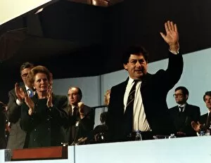 Images Dated 12th October 1989: Chancellor of the Exchequer Nigel Lawson MP and Prime Minister Margaret Thatcher at