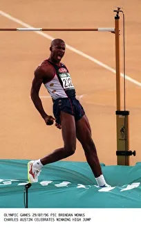 Charles Austin USA celebrates after winning gold in the high jump in the Atlanta Olympic Charles Austin USA celebrates after winning gold in the high jump in the Atlanta Olympic