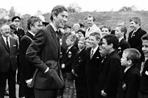 Images Dated 12th November 1970: Charles, Prince of Wales visits North Wales. The Prince speaks to pupils from Colomendy