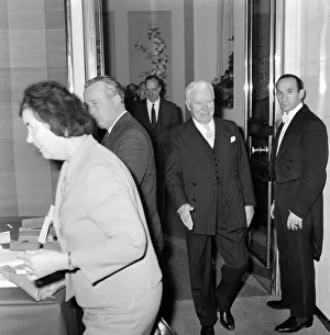 Charlie Chaplin at a press conference at the Savoy Hotel, London Charlie Chaplin at a press conference at the Savoy Hotel, London
