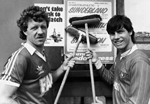 Charlton Athletic footballers Mick Flanagan (left) and Robert Lee prepare Selhurst Park Charlton Athletic footballers Mick Flanagan (left) and Robert Lee prepare Selhurst Park