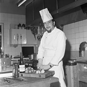 Chef preparing the evening meal at the Seighford Hall Hotel Circa June 1974 Chef preparing the evening meal at the Seighford Hall Hotel Circa June 1974