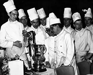 Chefs and Kitchen Staff admire the FC Cup at Villa Park Chefs and Kitchen Staff admire the FC Cup at Villa Park
