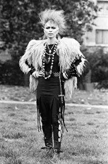 Chelsea fashion designer Jane Kahn models her designs. 2nd October 1983 Chelsea fashion designer Jane Kahn models her designs. 2nd October 1983