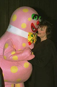 Cherie Blair meets Mr Blobby December 1997 wife of Prime Minister Tony Blair meets tv Cherie Blair meets Mr Blobby December 1997 wife of Prime Minister Tony Blair meets tv