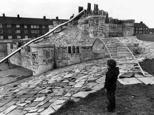 A child looking at a £22000 playground in Speke, Liverpool dubbed by local children A child looking at a £22000 playground in Speke, Liverpool dubbed by local children