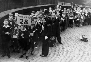 Children of All Saint's School, Gateshead, arriving at Gateshead Station for Children of All Saint's School, Gateshead, arriving at Gateshead Station for