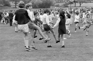 Children country dancing in Teesside. 1972 Children country dancing in Teesside. 1972