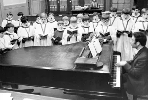 The choristers of St. Nicholas Cathedral in Newcastle practising on November 25, 1971 The choristers of St. Nicholas Cathedral in Newcastle practising on November 25, 1971