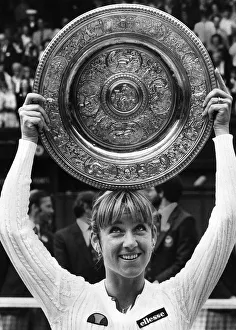 Chris Evert Lloyd celebrating after winning the Wimbledons Womens Single Final in 1976 Chris Evert Lloyd celebrating after winning the Wimbledons Womens Single Final in 1976