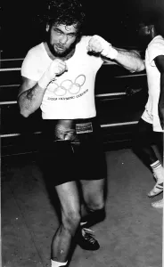 Chris Finnegan Olympic Commonwealth and European Boxing pratising his punches at Crystal Chris Finnegan Olympic Commonwealth and European Boxing pratising his punches at Crystal